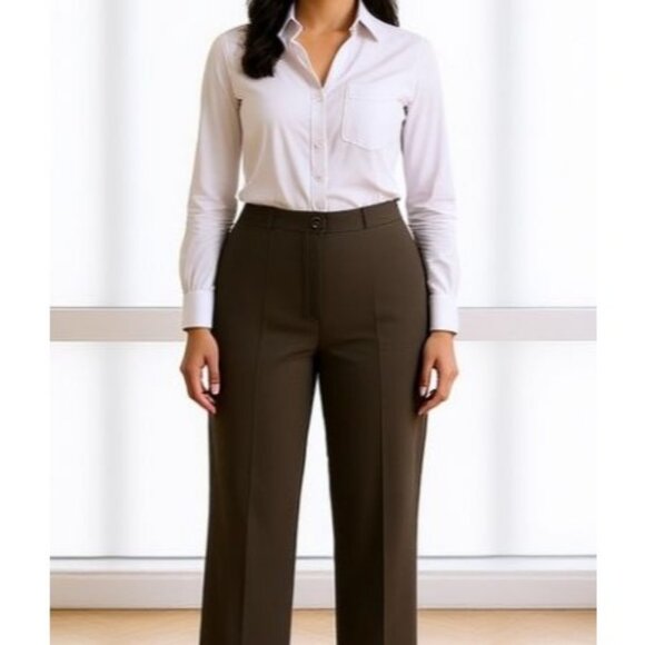 Talbots Brown Flat Front Dress Pants Women’s 18 Stretch Trousers Career Workwear - Picture 1 of 7